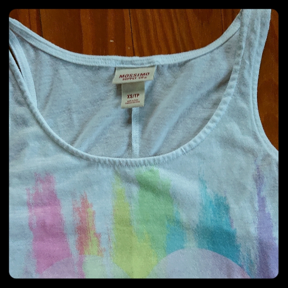 Mossimo White Rainbow Heart Tank Top